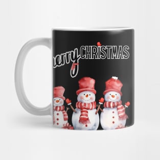 Cute Snowmen in Scarves and Hats with Mittens Mug